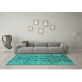 thumbnail image 3 of Ahgly Company Machine Washable Indoor Rectangle Oriental Turquoise Blue Industrial Area Rugs, 3' x 5', 3 of 4