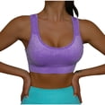 thumbnail image 3 of Feancey Seamless Padded Bras for Women Full Coverage Sports Bra Comfy Breathable Push up Wireless Brassiere Workout Yoga Tank Top Purple M, 3 of 7
