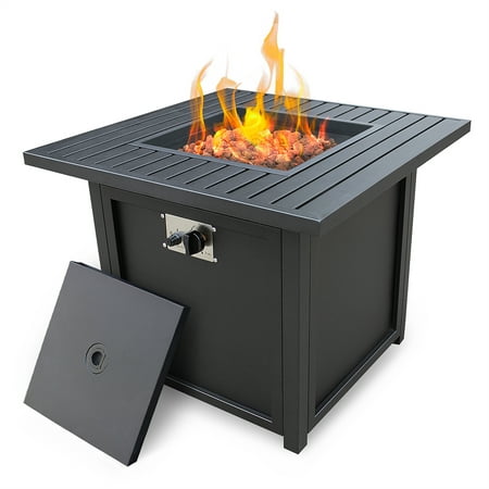 Aukfa Gas Fire Pit Table 28 Square, Living Accents Fire Pit Cover