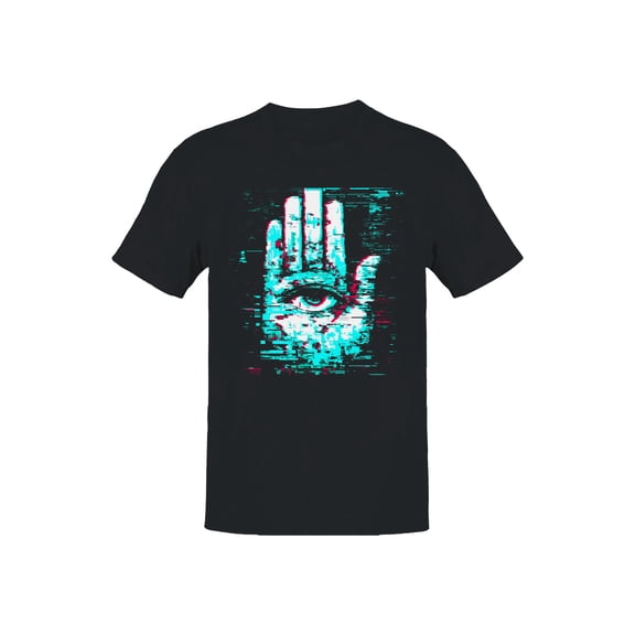 Glitch Vision: Digital Eye Art Black Men's T-shirt