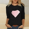 thumbnail image 2 of Penkiiy Valentines Day Shirts Women Cute Heart Shirt Casual Valentines Shirts for Women Long Sleeve Graphic Tees Tops XS Black, 2 of 5