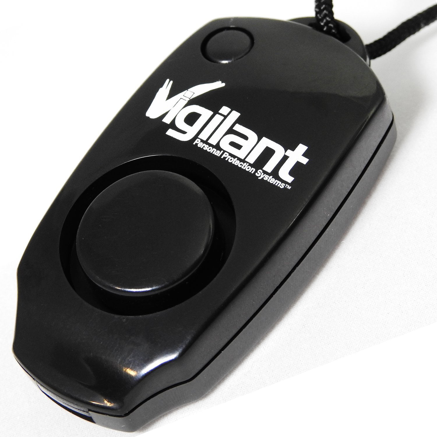 PPS-23BL Black Vigilant 130 dB Wearable Personal Protection Alarm with Backup Whistle and Neck Lanyard 