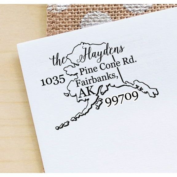 Self Inking Return Address Rubber Stamp Personalized Gift Alaska State Map Stamp
