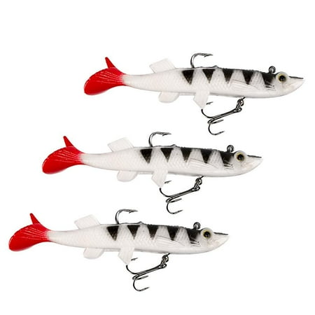 3pcs Soft Lead Fishing Lures Sinking Swimbaits T Tail Casting Lures 12cm 038