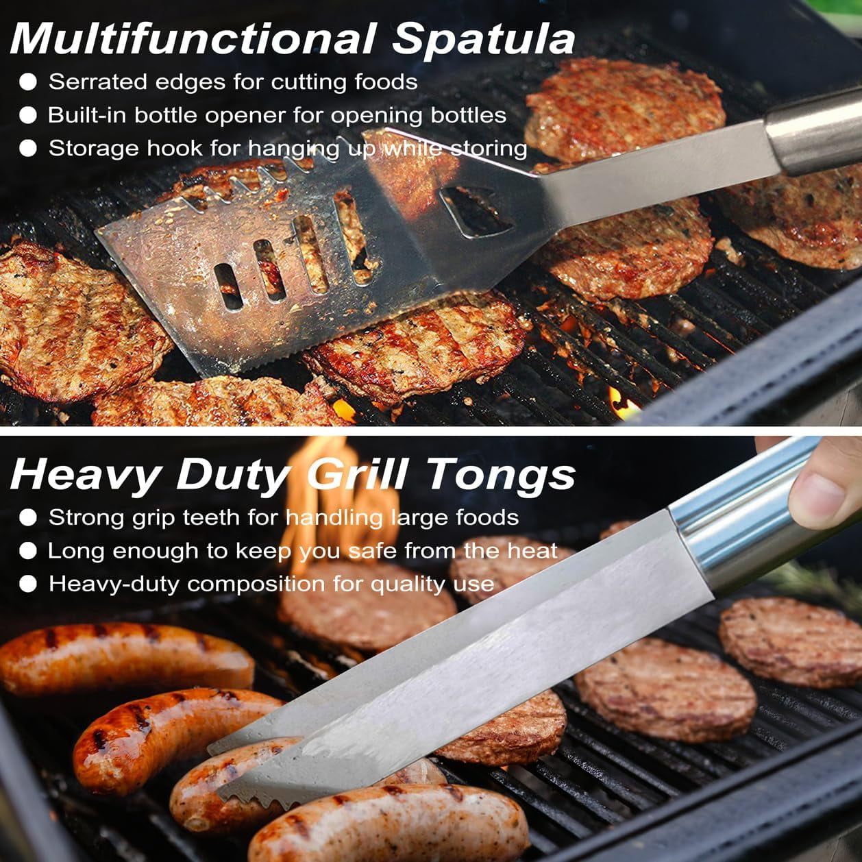 POLIGO 22PCS Deluxe Stainless Steel Grilling Tools Set - Outdoor BBQ Gift for Men
