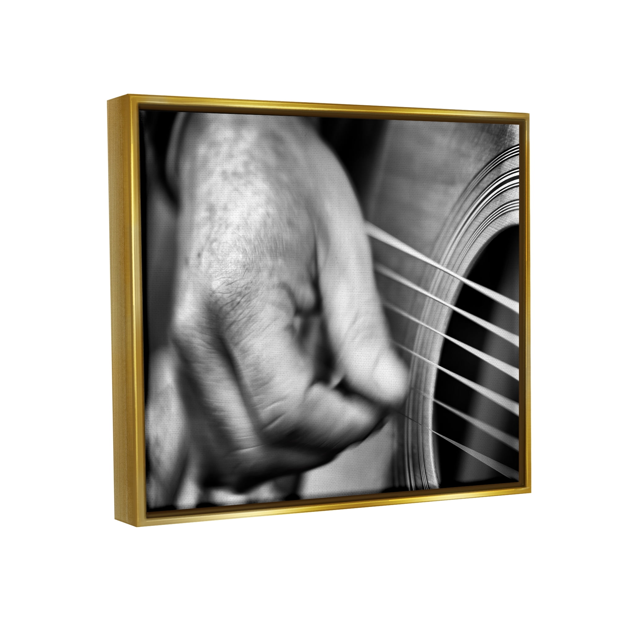 Stupell Guitar Playing Musician Up Close Beauty & Fashion Photography Gold Floater Framed Art Print Wall Art