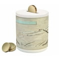 thumbnail image 1 of Dragonfly Piggy Bank, Romantic Vintage Sketch in Pastel Grass Birthday Grunge Grass Botany Art, Ceramic Coin Bank Money Box for Cash Saving, 3.6" X 3.2", Seafoam and Tan, by Ambesonne, 1 of 4