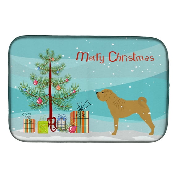 Shar Pei Merry Christmas Tree Dish Drying Mat