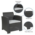 thumbnail image 3 of Flash Furniture Seneca Dark Gray Faux Rattan Chair with All-Weather Seneca Light Gray Cushion, 3 of 11