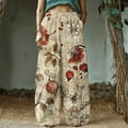 thumbnail image 2 of YABCSAZ Women's Linen Pants Casual Pants Loose Plus Size Boho Pants Retro Printed Drawstring Elastic Waist Lounge Long Trousers Soft Comfortable Capri Pants Baggy Wide Leg Pants for Women, 2 of 5