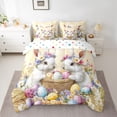 thumbnail image 2 of Feelyou Cute White Bunnies Bedding Comforter Set 7pcs for Teen, Kawaii Easter Egg Queen Bedding Sets, Happy Spring Festival Reversible Queen Sheet Sets, Lightweight Room Decor, 2 of 7
