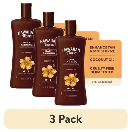 (3 pack) Hawaiian Tropic Dark Tanning Oil, 8 fl oz