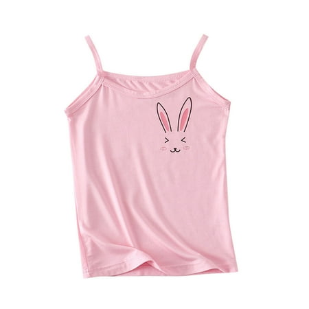 

Custom T Shirts Kids Girls Camisole Cute Print Tank Top Undershirt Super Soft Breathable Comfort Colors Tshirt(Color:Pink Size:5-6 Years)
