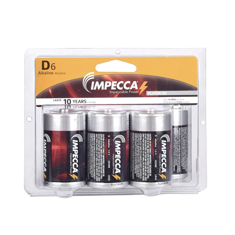 IMPECCA D Cell Batteries, LR20 (6Pack) Everyday All Purpose Alkaline Battery, High Performance