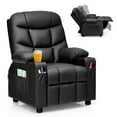 thumbnail image 1 of Costway Kids Youth Recliner Chair PU Leather w/Cup Holders & Side Pockets Black, 1 of 9
