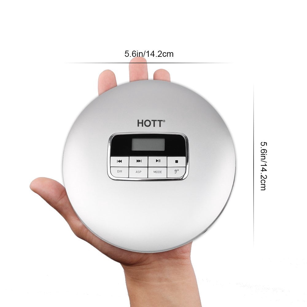 MEGICOT Portable CD Player, Personal Portable MP3/CD Player with Headphone Jack, Anti-Skip/Shockproof Protection, Compact CD Music Disc Player with LCD Display (Silver)