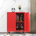 thumbnail image 5 of Small 2 Metal Storage Side Buffet Cabinet for Bed Room,Living Room,Entryway,Hallway,Home,Hotel,Office,Garage,Kitchen,1 Removable Shelf. (Metal Door, Red), 5 of 15