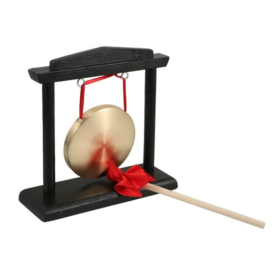 Chinese Gong Musical Instrument with Sturdy Wooden Stand and Mallet for Home Multi Color 10 cm