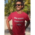 thumbnail image 2 of THe Ocean Made Me Salty Blurry Graphic Men Red T-Shirt, Male Small, 2 of 4