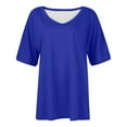 thumbnail image 4 of Timegard Womens Tops V Neck Short Sleeve Loose Blouse Summer Solid Color Casual Comfy Tops Basic Tee, 4 of 5
