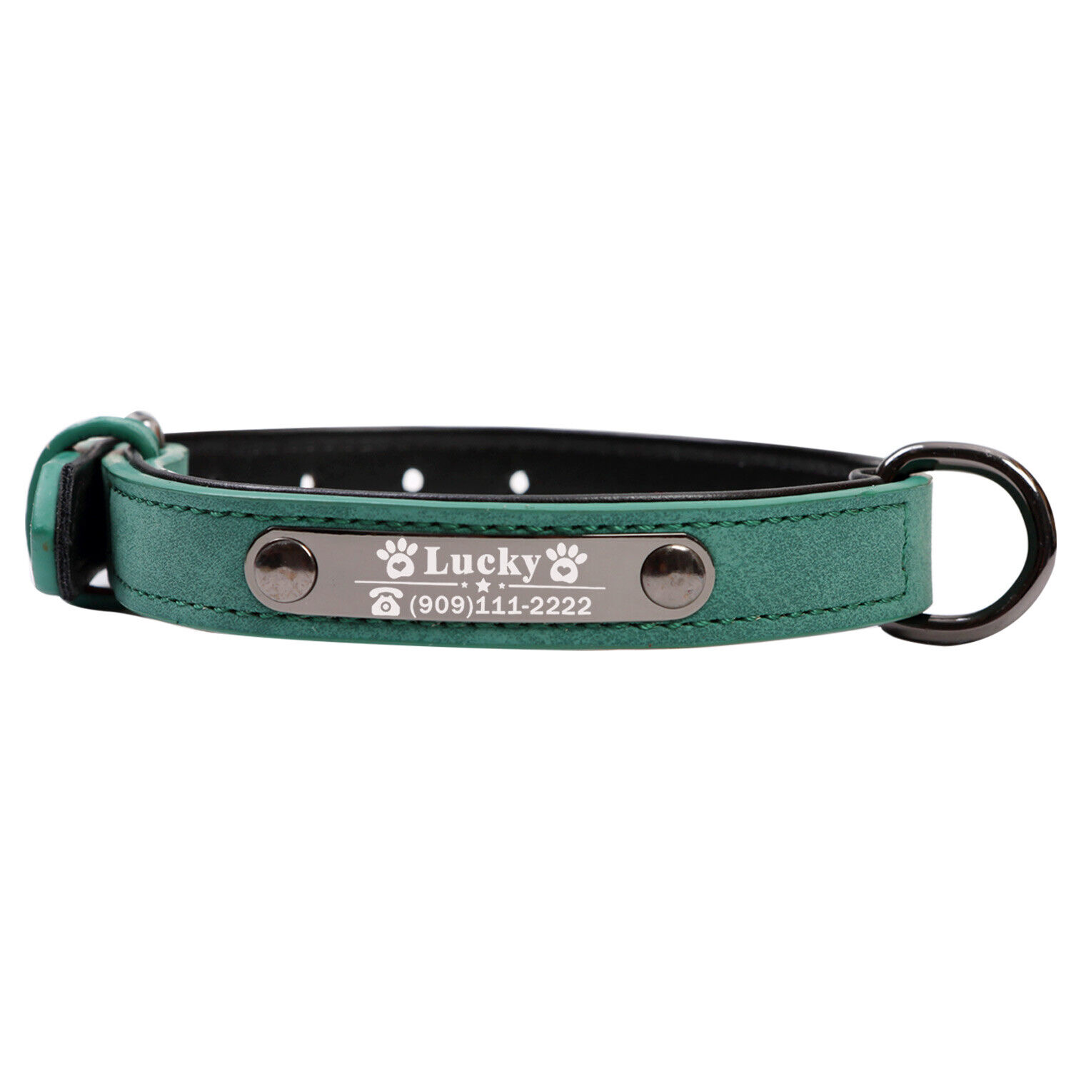 AOK Soft Leather Personalized Dog Collar Engrave ID Name Custom for