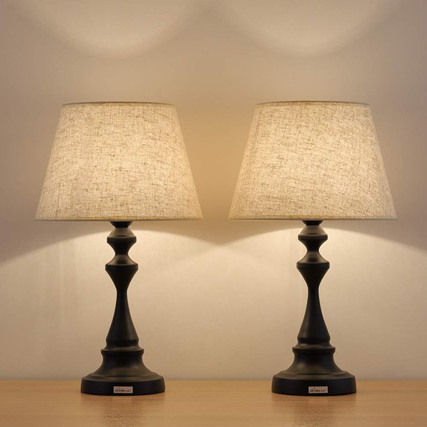 Contemporary Modern Bed Lamp Vintage Accent Lamp, Set of 2 - Black ...