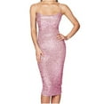 thumbnail image 1 of Pisexur Robes pour Femmes Col Rond Dos Nu Robe de Cocktail Mode Paillettes Scintillantes Robe de Soirée Boîte de Nuit Fête Robe Ajustée Robes de Retour à la Maison Élégante Robe d'Invitée de Mariage Tunique Robe Midi, 1 of 3