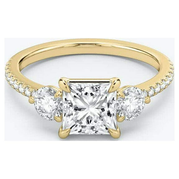2.50 ct Princess Cut Engagement Ring, Moissanite Engagement Ring, Genuine Moissanite Ring, 18K White Gold Plated Solitaire Ring,Moissanite Diamond Ring
