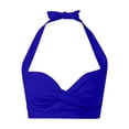 thumbnail image 4 of Crisscross Front Halter Bikini Top with Push-Up Lift and Soft Padding, Awesome For Beach Vacations Pool Parties Royal Blue XL, 4 of 5