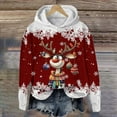 thumbnail image 2 of WILLBEST Sudadera con Capucha Oversize para Mujer, Estilo Casual, con Estampado Navideño de Ciervos con Cabeza Grande y Copos de Nieve, Cuello Redondo, Manga Larga y Diseño Ligero Mediana, 2 of 4