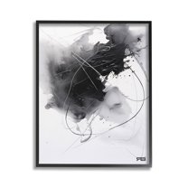 Stupell Industries Contemporary Watercolor Smear Abstract Painting Black Framed Art Print Wall Art, 24 x 30