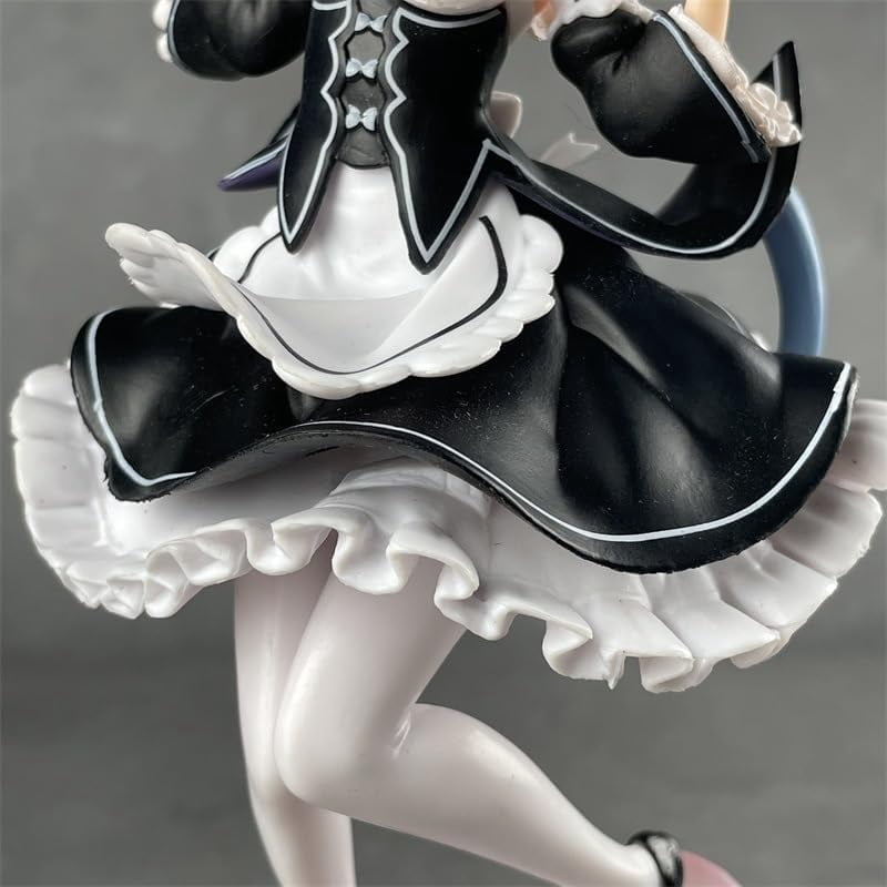 Newly Rem Figure Cat Ear Maid Rem Action Figures 23cm/9.1inch PVC Character Figurine Cosplay Model Collectible for Anime Fans Gifts