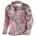 thumbnail image 1 of Blusas y camisas de manga larga con cuello redondo para hombre, blusa informal de moda con cuello vuelto, manga larga y botones estampados, blusa para hombre, 1 of 2