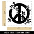 thumbnail image 2 of Contemporary Peace Sign With Flowers Self-Inking Rubber Stamp Ink Stamper - Green Ink - Small 1 Inch, 2 of 7