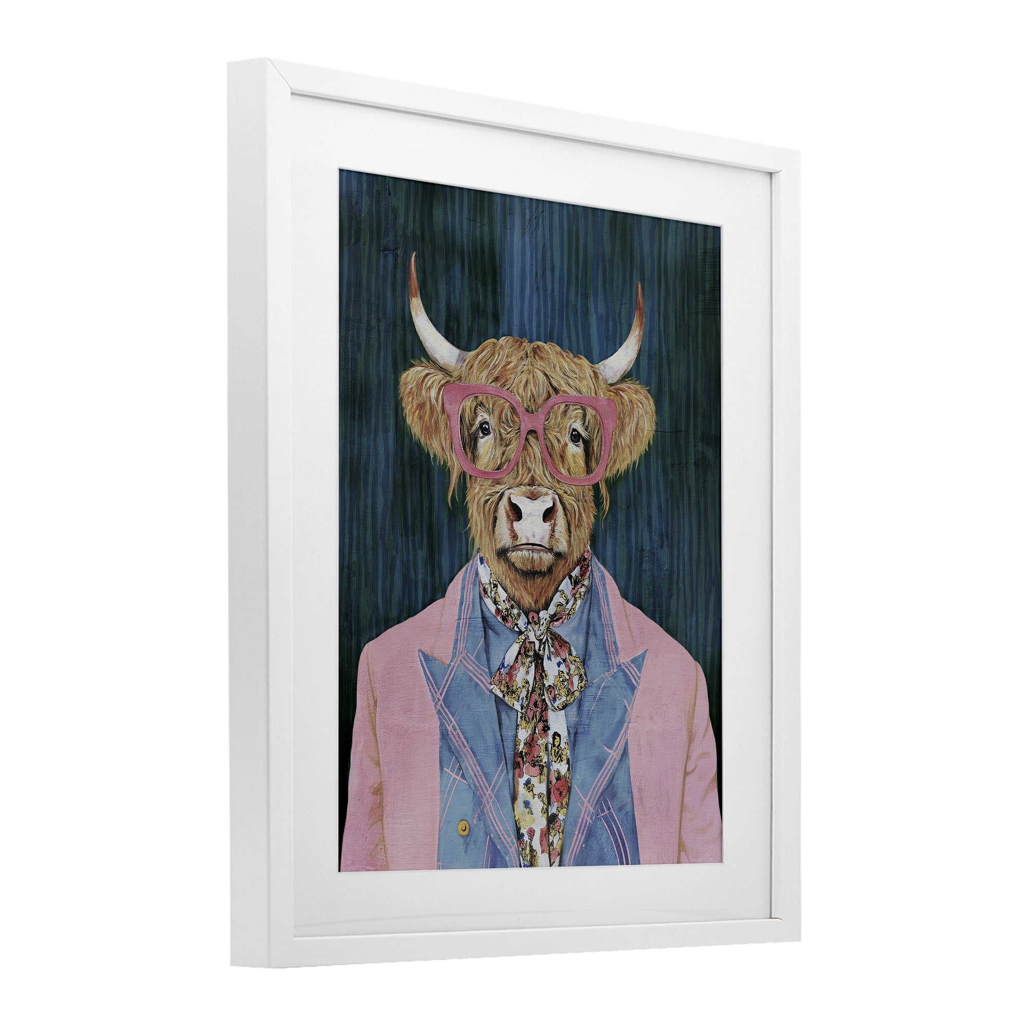 Stupell Industries Gentle Bull Portrait White Framed Print Under Glass, design by Svetlana Aleynikova