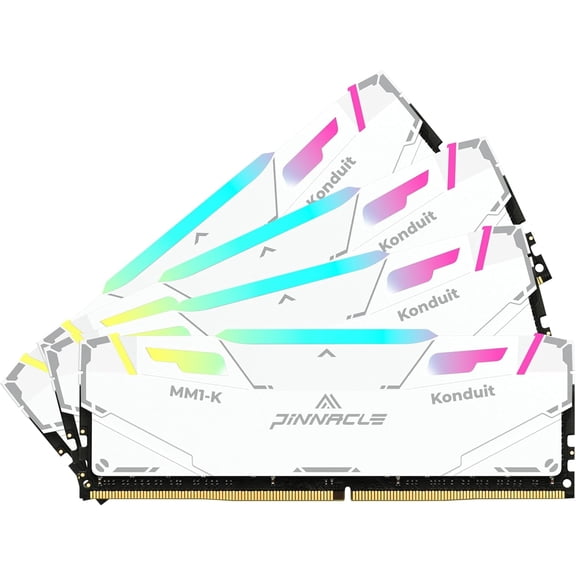 Timetec Pinnacle Konduit RGB 32GB KIT(4x8GB) DDR4 3200MHz PC4-25600 CL16-18-18-38 XMP2.0 Overclocking 1.35V Compatible for AMD and Intel Desktop Gaming PC Memory Module RAM - White