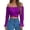 A-Purple330, variant on Women's Off Shoulder Blouses Long Sleeve Ruched Crop Tops With Cross Wrap Hem Party & Daily Wear Ladies Trendy Tops