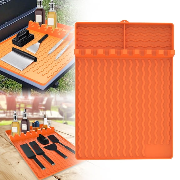 Last Chance 1 Grill Drain Mat,Blackstone Grill Side Rack Drain Pad,Oven Silicone Side Rack Baking Tray Silicone Oven Tool Mat Silicone Dust Cleaning Mat Bbq Protective Mat for