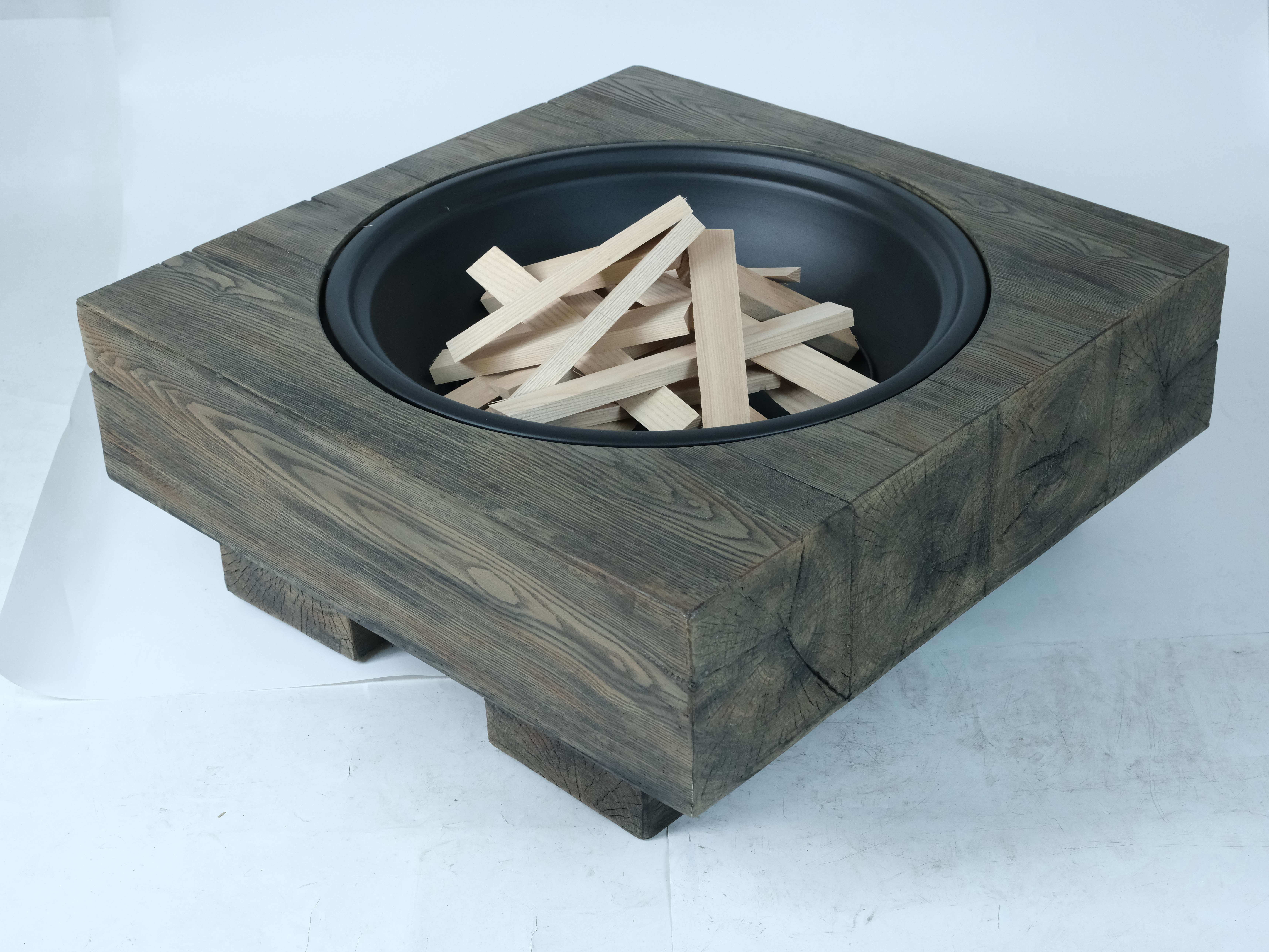 Outdoor Heater Wood-Fueled Outdoor Fire Pit with Wood Grain Design,Patio Heater