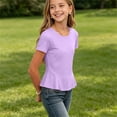 thumbnail image 6 of ATOGUTA Shirts For Teens Short Sleeve Tshirts Crewneck Cute Summer Casual Basic Tops for Kids Teen Size 3T-15, Purple, 6 of 6