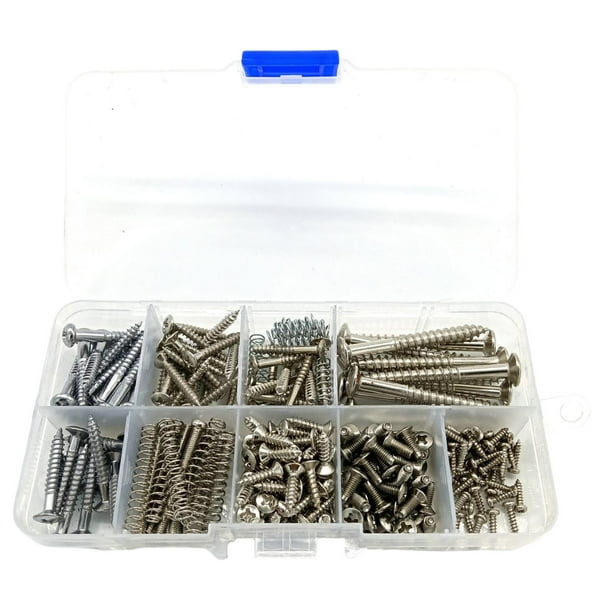 Kit de 240 tornillos para guitarra, para reparación de botones de correa de afinador de pastillas de guitarra plata