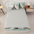 thumbnail image 4 of Erosebridal Vintage Parisian Zipper Twin Comforter Sets with Fitted Sheet and 2 Pillowcases,Eiffel Tower Pattern Zipper Bedding Set,Teal Black White,Grey Reversible, 4 of 6