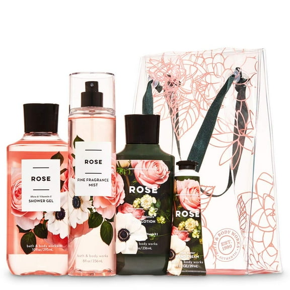 Bath & Body Works Rose Gift Set with Mist, Shower Gel, Body Lotion, Hand Cream and Rose Gift Bag