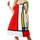 thumbnail image 2 of Mondrian Abstracción I Vestido de manga corta Vestido de noche para mujer Vestidos largos con velo Vestido, 2 of 7