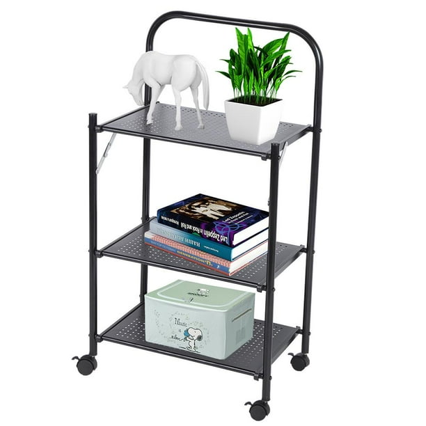 OTVIAP Folding Metal Shelf,Folding Black Metal Shelf , Tier Storage