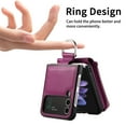 thumbnail image 2 of for Samsung Galaxy Z Flip 3 PU Leather Zipper Wallet Case, Cash Card Slots, Finger Ring Multi-Functional Kickstand Shockproof Phone Case Cover for Samsung Galaxy Z Flip 3 5G, Purple, 2 of 9