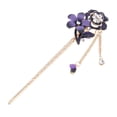 thumbnail image 1 of Palillo de Palillo de cabellero de flor de material cristal, Horquilla Colgante, Pasador de Moño, Soporte para Moño con Borlas para Mujeres, Niñas Y Mujeres , Púrpura, 1 Yinane Palillos chinos para el cabello para damas, 1 of 4