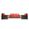 thumbnail image 1 of Krikacy 5-PCS Outdoor Wicker Modular Sofa Chair Set, All-Weather HDPE w/Thick Cushions, Orange, 1 of 6