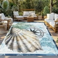 thumbnail image 3 of Fsddascl Coastal Ocean Outdoor Rug for Patio/Deck/Porch, Non-Slip Large Area Rug 5 x 8 Ft, Summer Nautical Compass Shell Seaweed Indoor Outdoor Rugs Washable Area Rugs, Reversible Camping Rug Carpet, 3 of 5