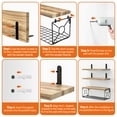 thumbnail image 2 of Cshidworld Bathroom Shelves Over Toilet with Storage Basket, 3+1 Tier Floating Shelf for Wall, Bathroom Floating Shelves with Toilet Paper Storage for Living Room Bedroom and Kitchen, Brown, 2 of 7
